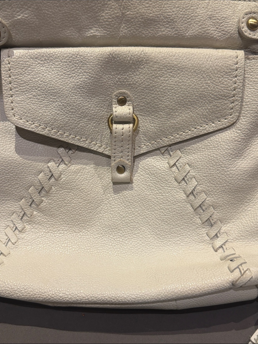 Born White Leather Crossbody with Front Stitch Detail - Picture 3 of 14